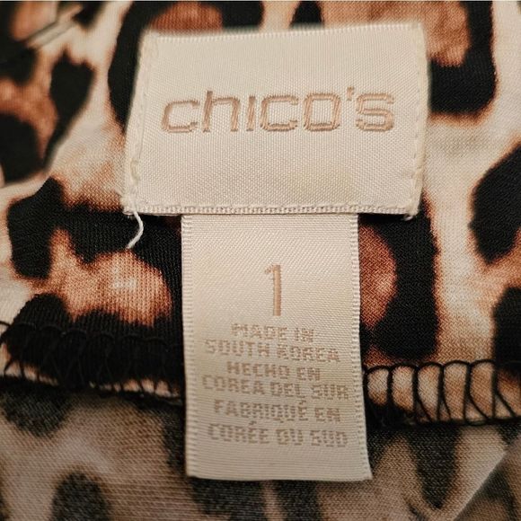 CHICO'S Leopard Print Blouse Top Tunic - Size 1 - Picture 6 of 7